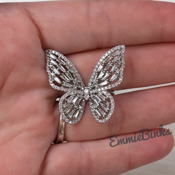New Charming Charlie Butterfly Statement Ring ~ CZ Crystal Butterfly Cocktail - Picture 2 of 15
